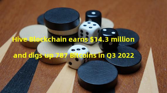 Hive Blockchain earns $14.3 million and digs up 787 Bitcoins in Q3 2022